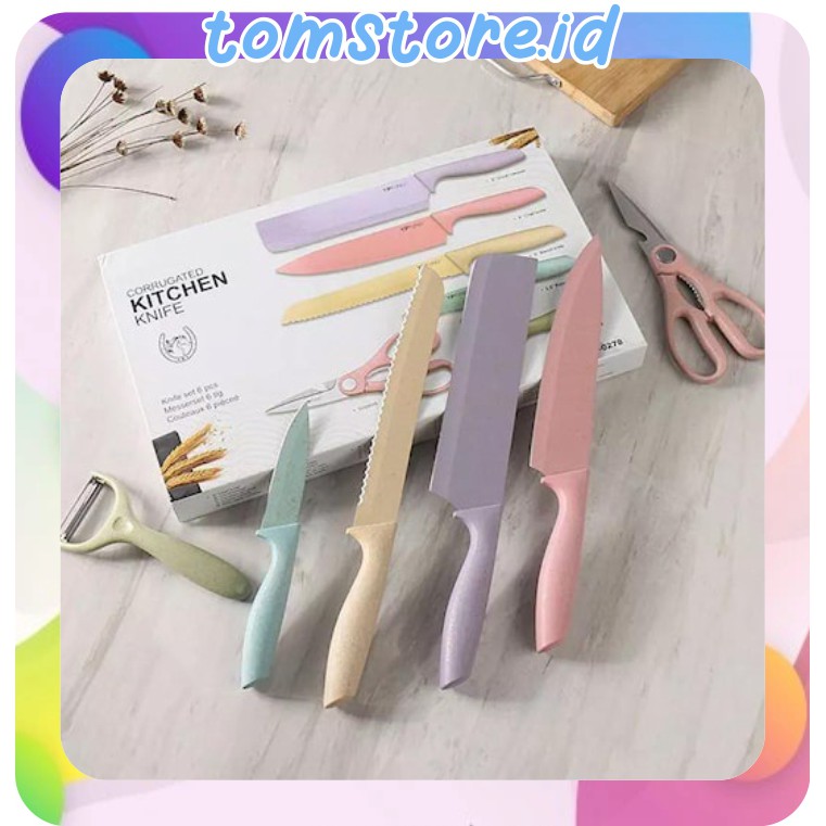 

TOMSTORE.ID R470 Pisau Dapur Set isi 6pcs 1138-Kitchen Knife Set Multicolor
