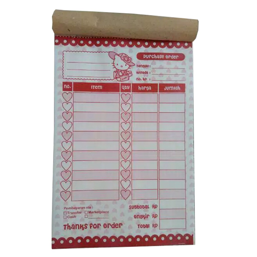 

Nota olshop karakater 2 play uk 1/4 HVS