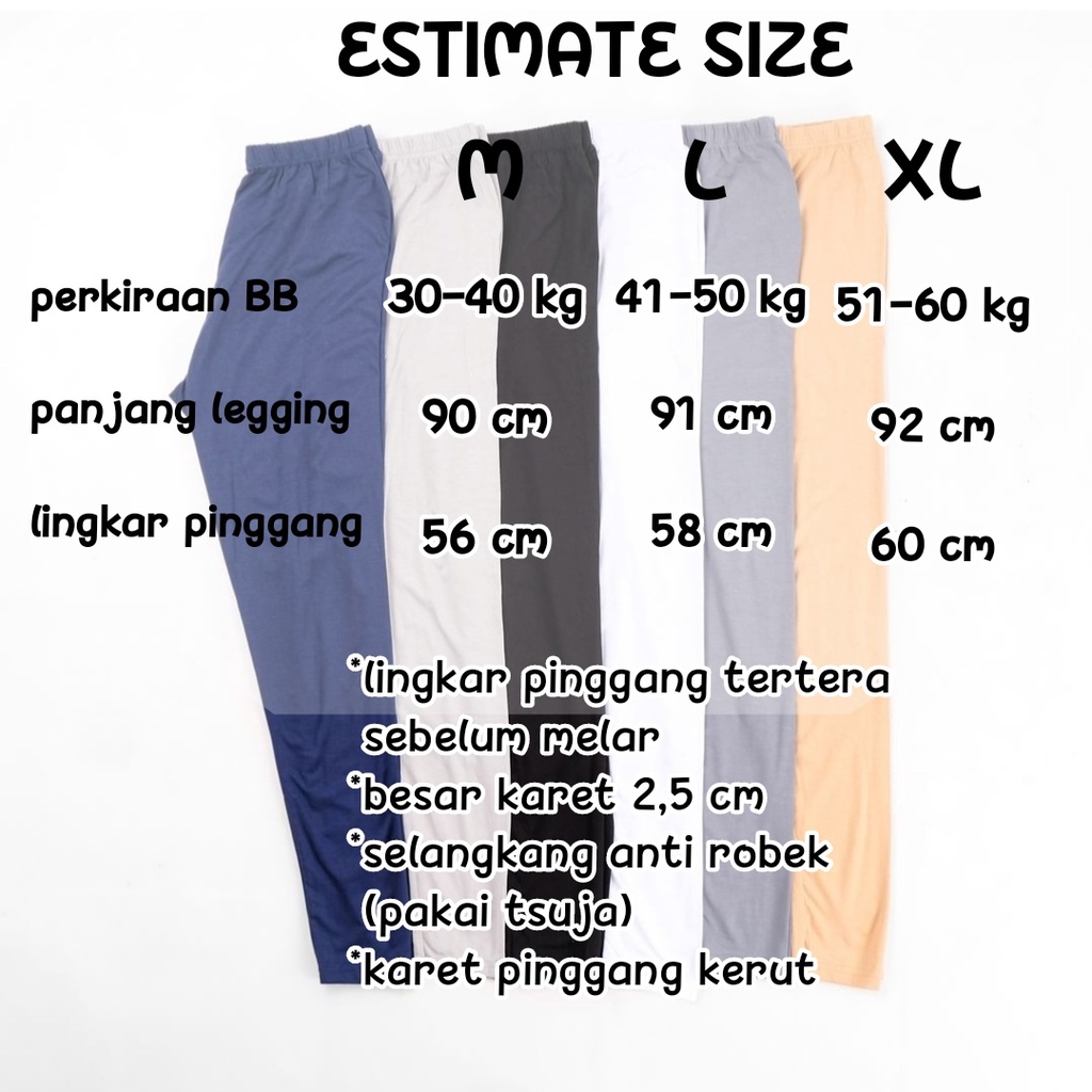 Legging Basic Wanita Dewasa Polos Bahan Spandek Rayon Premium