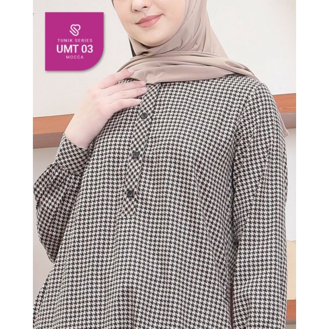 Tunik Panjang Muslimah Ukhti UMT 03 Atasan Wanita Lengan Panjang Motif Kotak