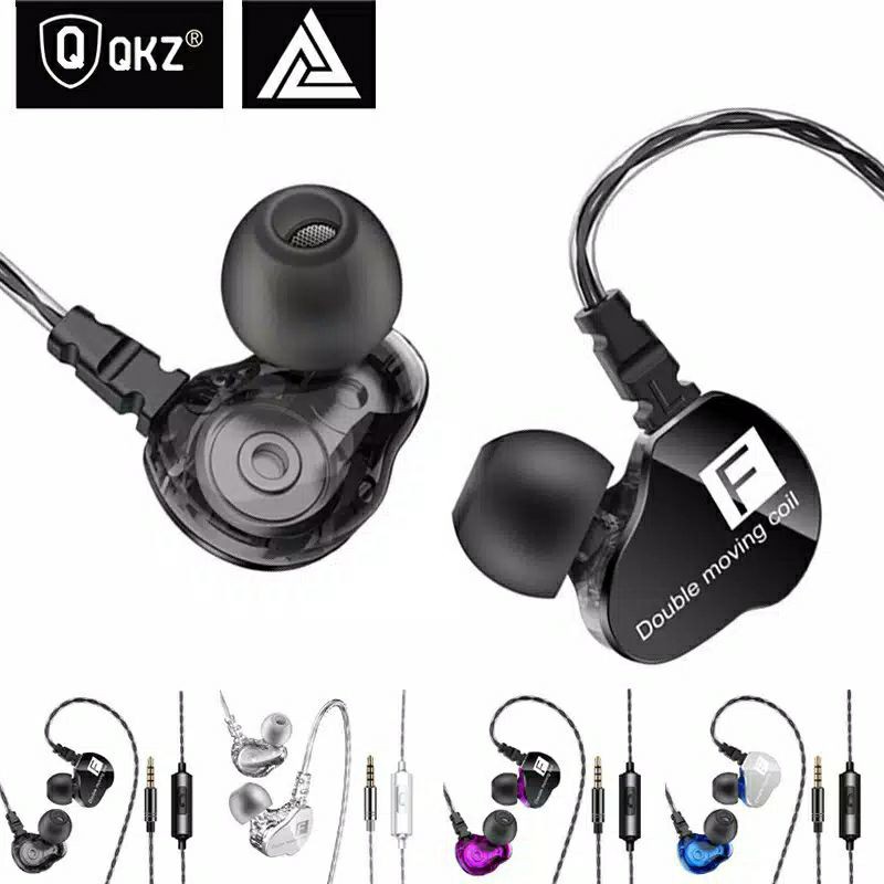 QKZ CK9 earphone DUAL DRIVER stereo bass music Sport telfon headset mic original