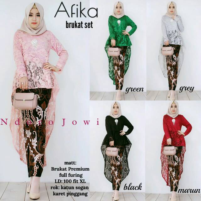 SHOPASHOP SOLO - Baju muslim busana muslim rok hitam atasan brukat batik set blouse atasan btc solo