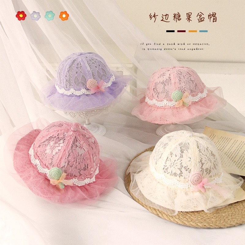 Topi Bucket Balita Anak Perempuan Import Model Chiffon LOLLIPOP