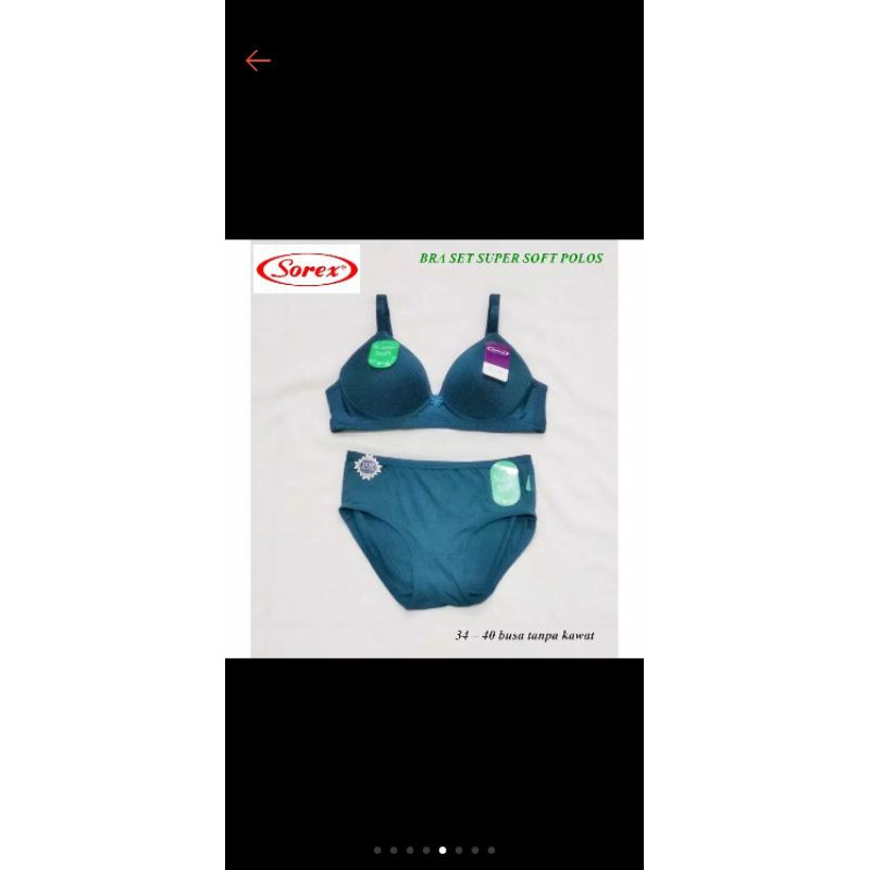 Bra bh set supersoft Sorex polos tanpa kawat cup sedang bra + CD