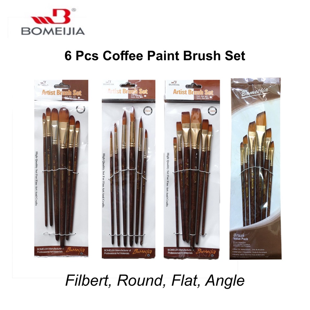 BOMEIJIA Artist 6 pcs Coffee Artist's Brush Round / Filbert / Flat