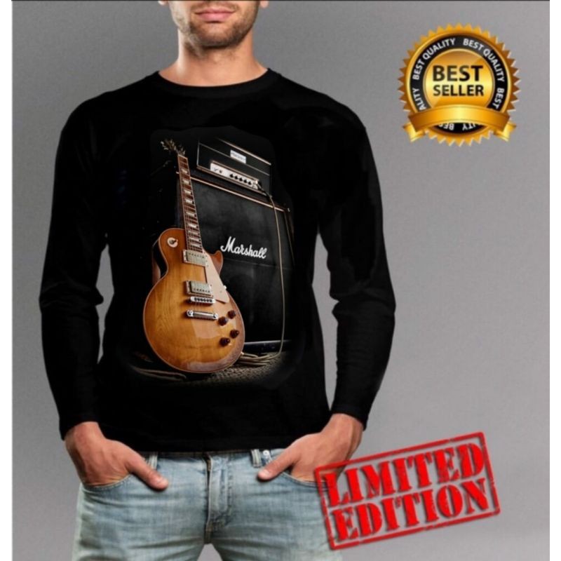 Kaos Panjang Pria / Gambar Gitar Marshal / UK L-XL / Shalch Trendy