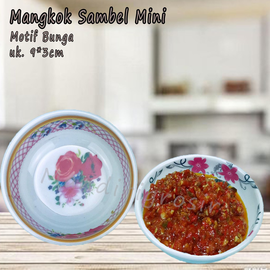 Mangkok * Sambel * Motif Bunga * 9*3cm