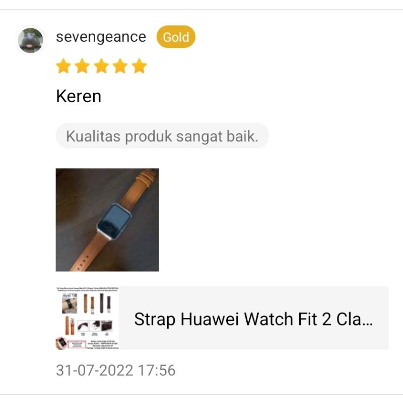 Strap Huawei Watch Fit 2 Classic - Tali Jam 20mm Kulit Genuine Leather