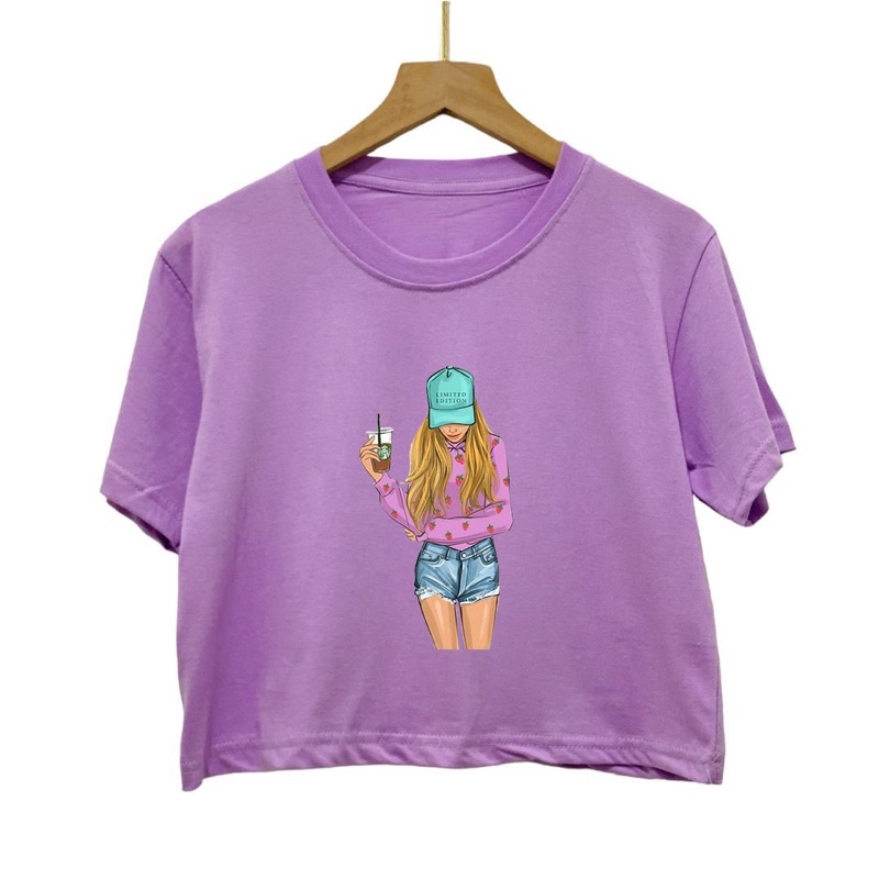 Crop top combed 30s motif girls