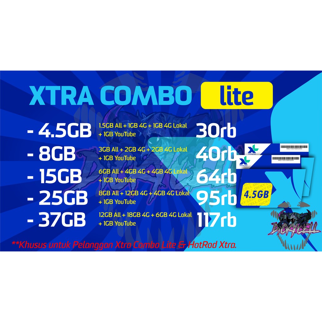 [PRODUK BARU MURAH] PAKET DATA VOUCHER/INJECT INTERNET XL XTRA COMBO HYBRID 4.5GB 8GB 15GB 25GB 37GB