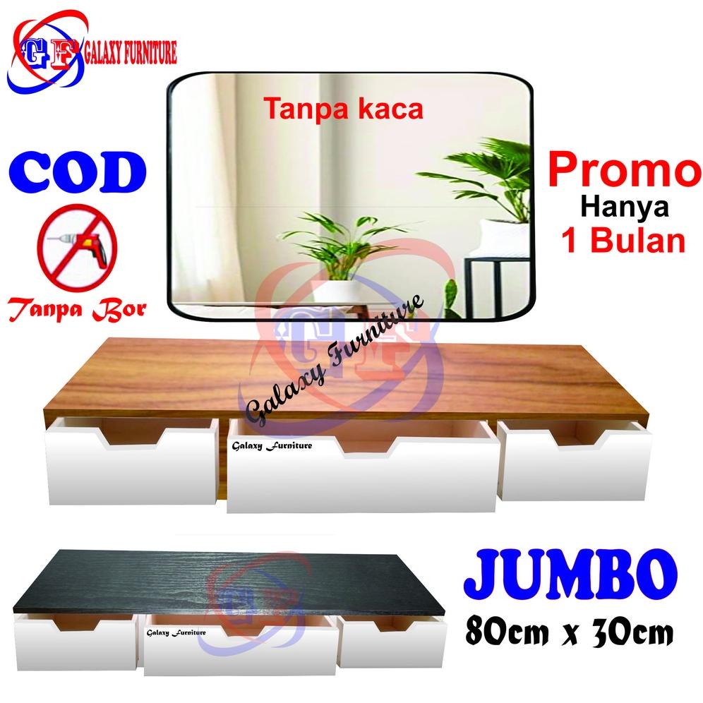 (RL 019)(80*30) RAK DINDING LACI AMBALAN/MEJA RIAS MINIMALIS KAMAR TIDUR 3 PINTU SLOT W RAK MAKEUP, 