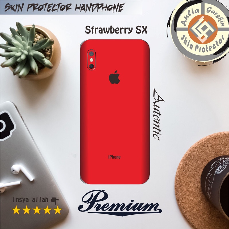 Garskin HP Strawberry SX Motif Iphone Red Free Custom Motif (Bisa COD)