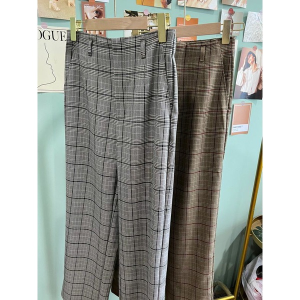 Unq wide plaid cullotes pants