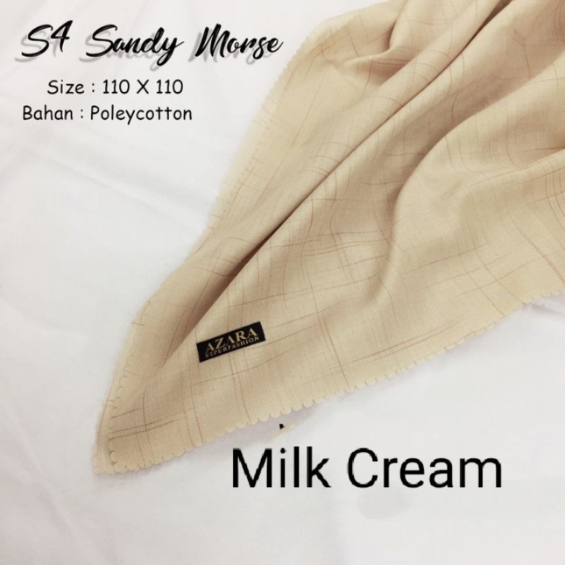 Jilbab Segiempat Voal WAFFLE LC AZARA (Sandi Morse)-Milk Cream