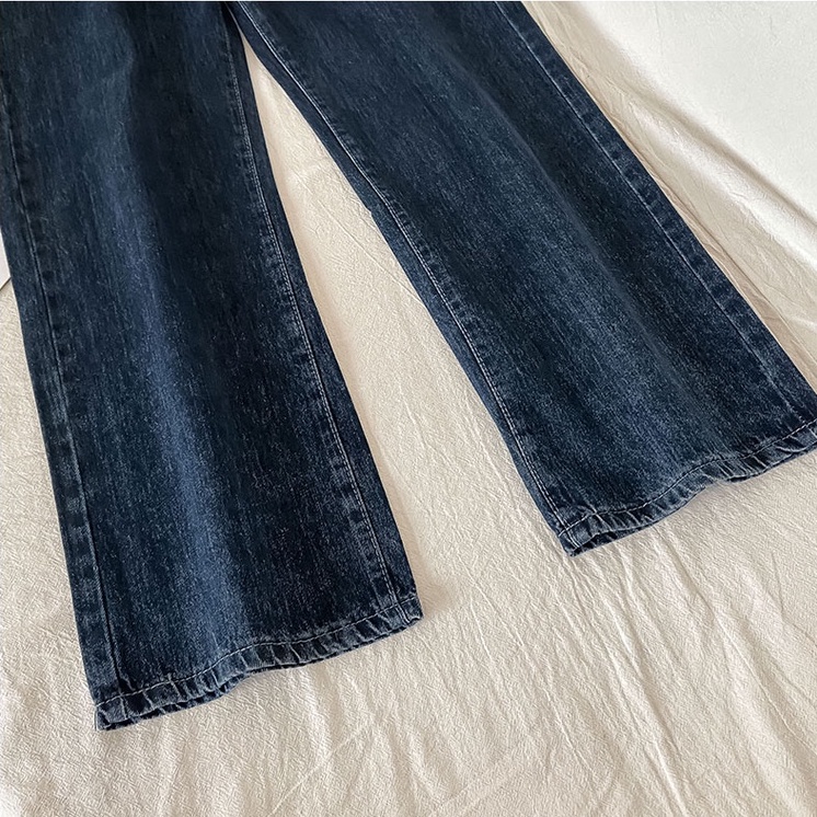 blue-black new kekinian celana jeans high waist wanita kulot