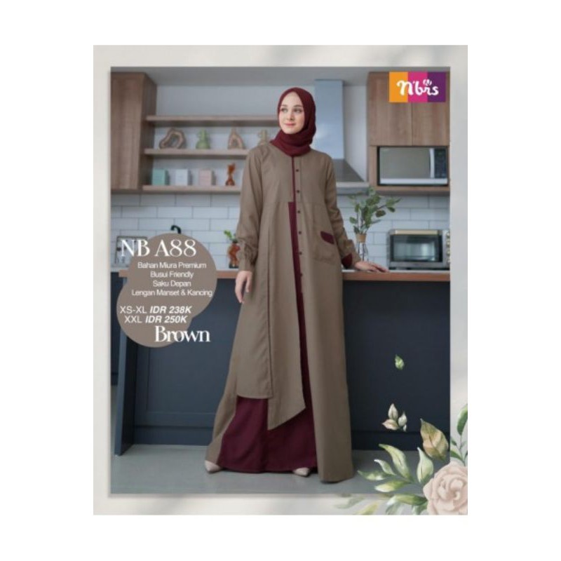 Nibras Gamis Dewasa Bahan Katun Nb A88 Brown
