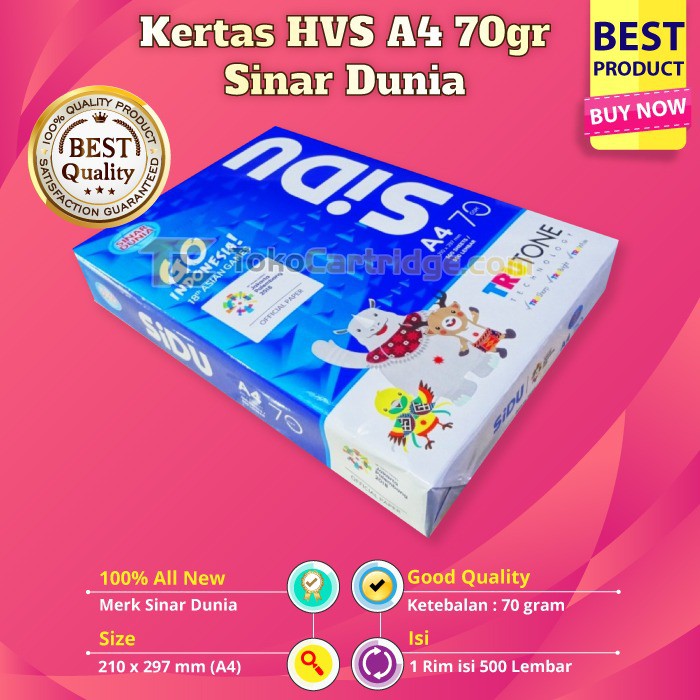

Kertas HVS A4 SIDU /rim 70 gsm
