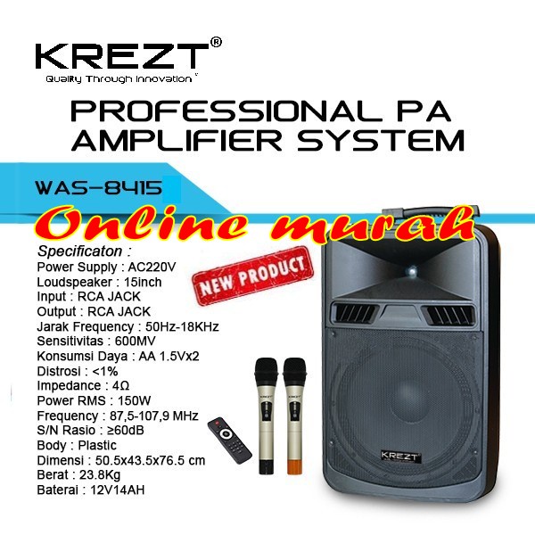 speaker portable wireless krezt was 8415 krezt was8415 15'' original