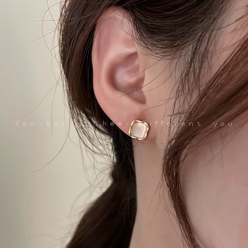 Set Anting Stud Opal Geometris Gaya Elegan Untuk Wanita