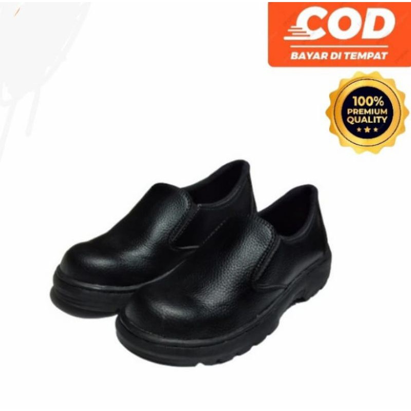 Sepatu safety low boots pria sepatu safety slip on cowok sepatu kerja proyek ujung besi