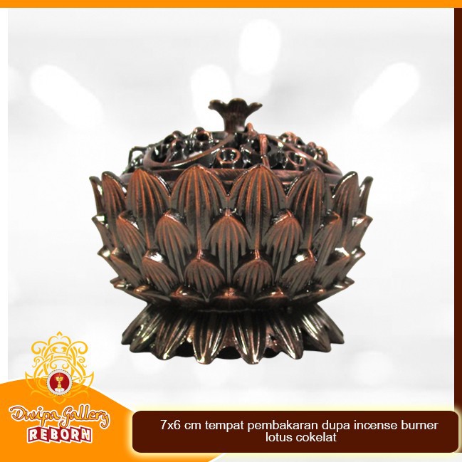 7x6 cm tempat pembakaran dupa/ incense burner lotus coklat