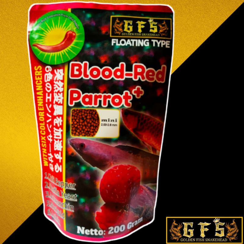 Blood red parrot 200Gram/Bukan hikari atau akari/pelet louhan super