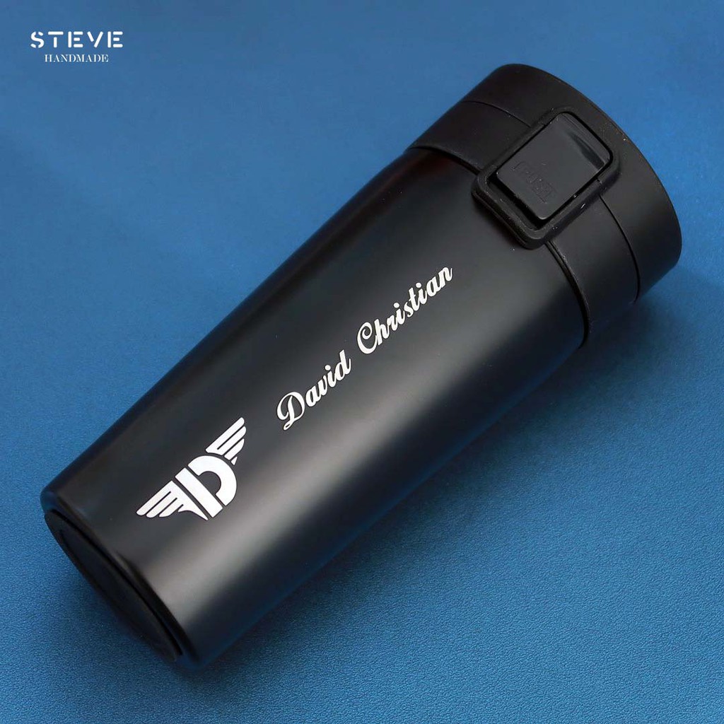 Botol minum stainless termoss vacuum tumbler travel mug TM0341 Black