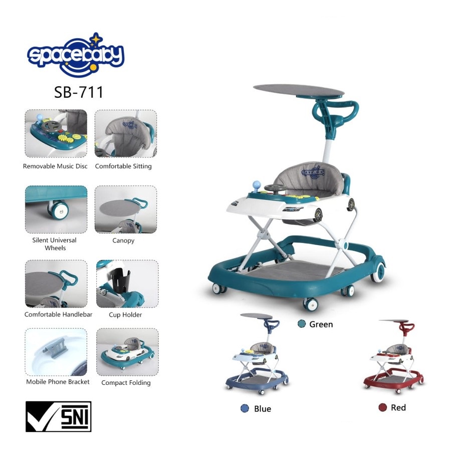 SPACE BABY SB 711 Baby Walker 3in1 Push Walker Alat Belajar Jalan Bayi