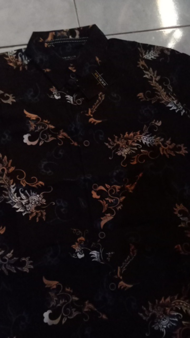[gridline - S142 Black Brown] Kemeja Batik Match Pria Lengan Pendek Slimfit Casual
