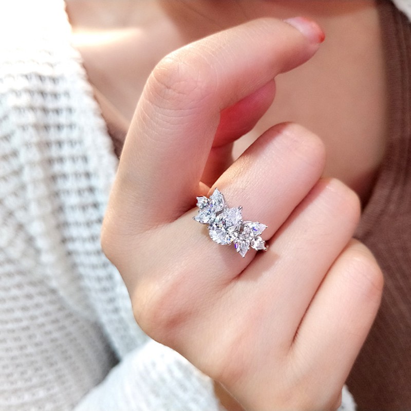 925 cincin perak murni wanita kepribadian brokat drop perhiasan fashion