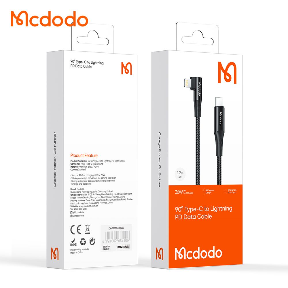 MCDODO CA-132 Kabel Charger C To Lightning iPhone 12 13 Pro Max Cable Data PD Fast Charging 36W