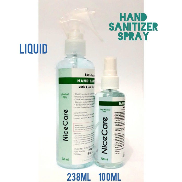 MRH HAND SANITTIZER LIQUID SPRAY NICE CARE 100ML DEPKES