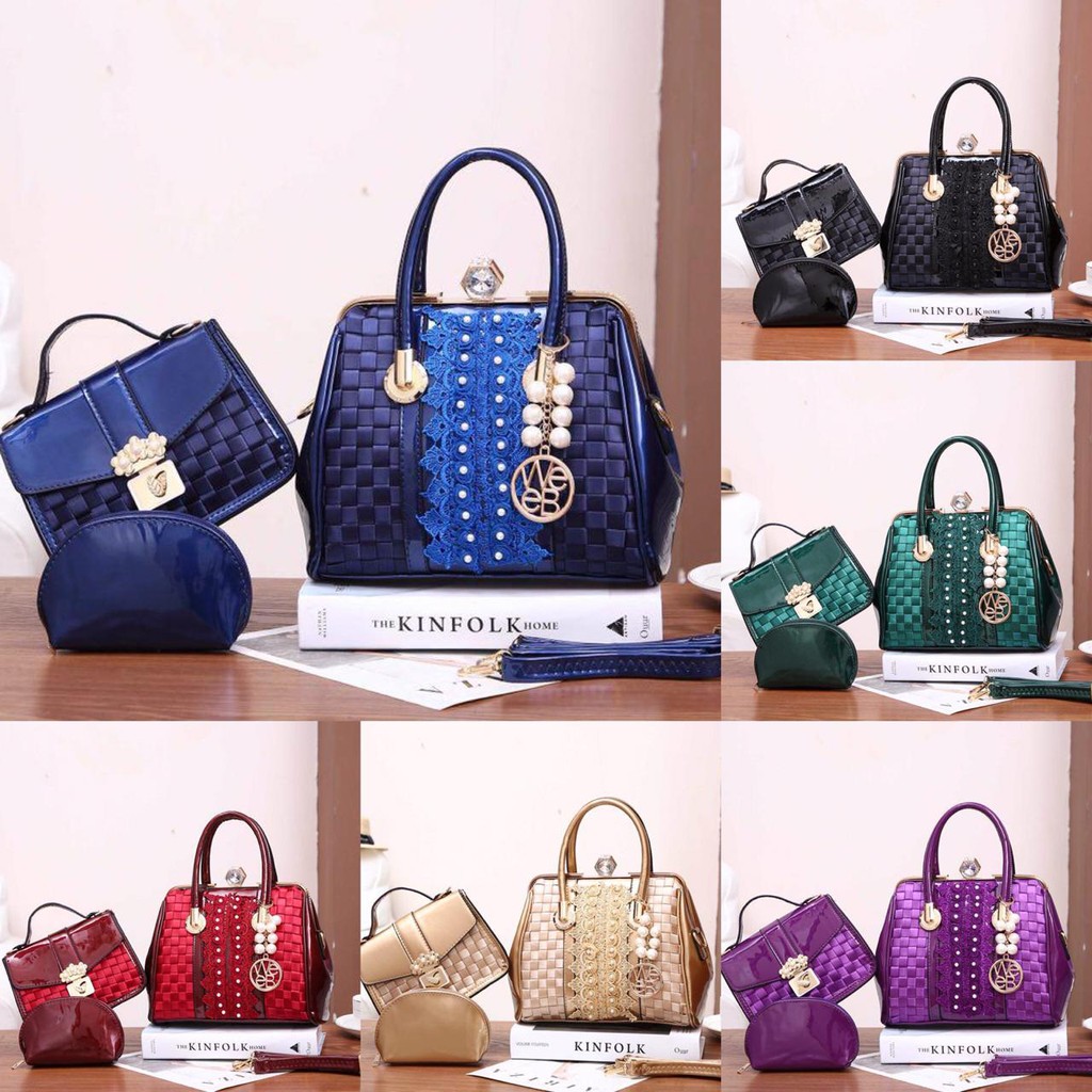 WEBE BEHEL LORETTA 5725 VIC TAS WANITA SET 2IN1 TAS CEWEK MEWAH IMPORT BATAM BERKUALITAS BEST SELLER