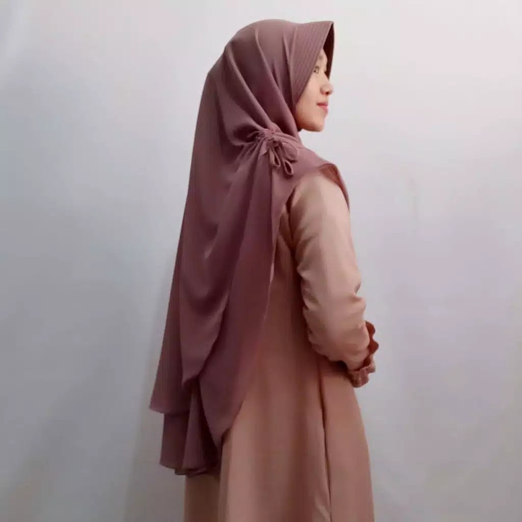 PREMIUM KHIMAR JUMBO MALIKA CERUTY ARMANY-MOCCA TUA