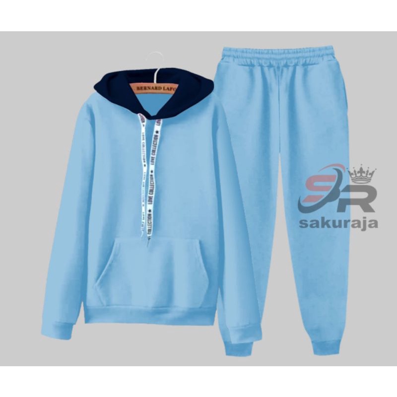 setelan hoodie polos anak dan dewasa model Korea kekinian/umur 3-17 tahun bisa COD