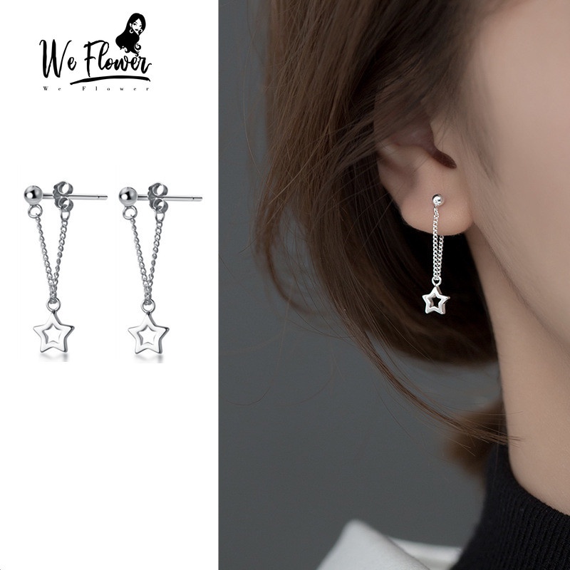 We Flower Anting Rantai Rumbai Menjuntai Bahan S925 Silver Bentuk Bintang Gaya Korea Untuk Wanita