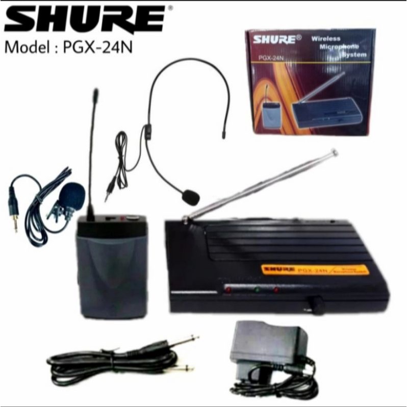 Mic Wireless Shure PGX-24N Microphone Clip on + Headset Baru Original