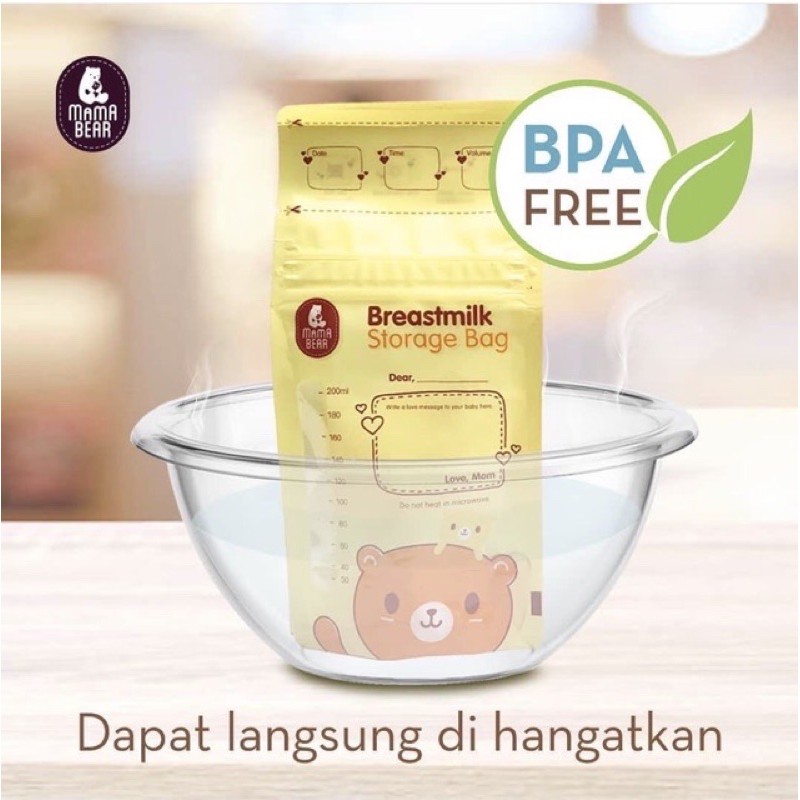 Mamabear - Kantong ASI 120 / 200 ML (Breastmilk Storage Bag) Mama Bear 200ML 30PCS - ANTI BOCOR