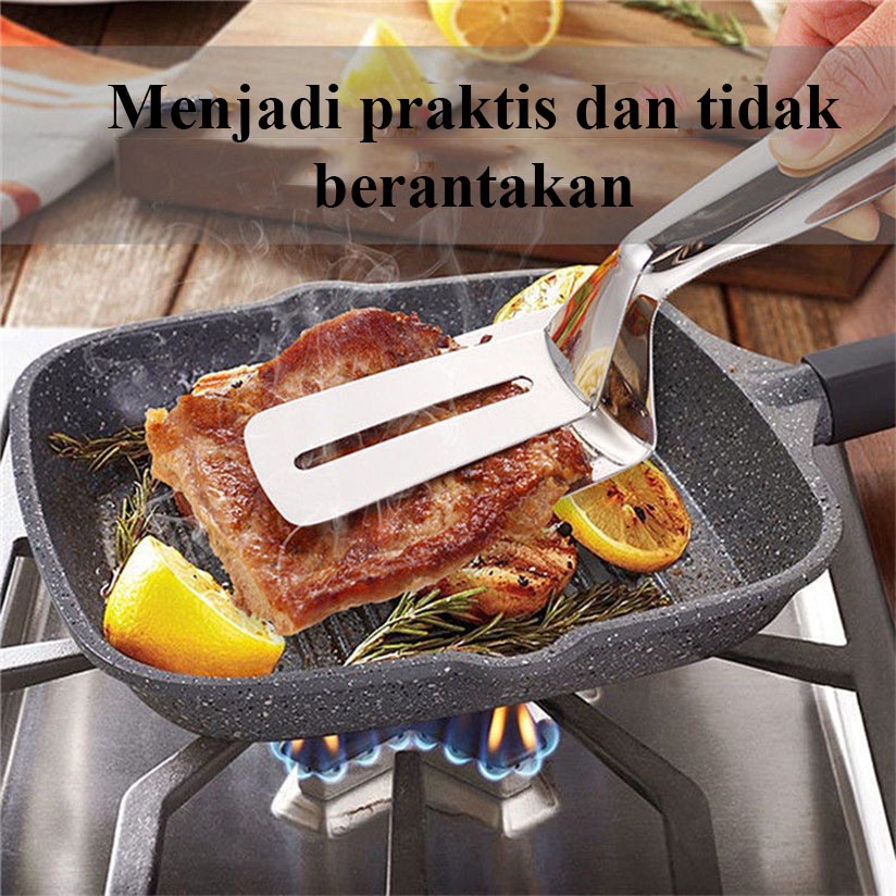 Spatula Jepit Stainless 304 Alat Penjepit Sutil Capit Makanan Barbeque Gorengan Food Tongs