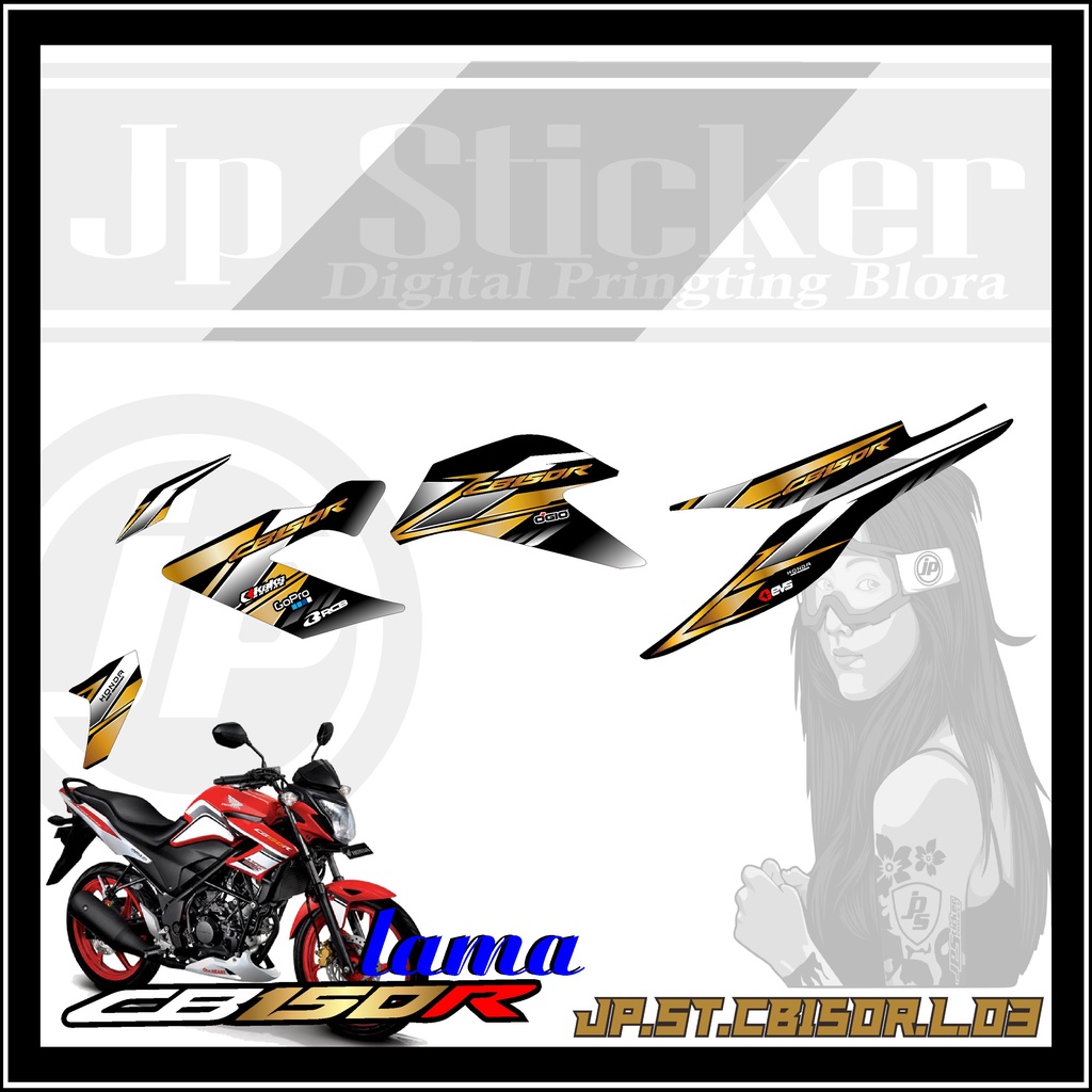Sticker Striping Cb150r Lama - Stiker Aksesoris Body Motor Honda CB150R OLD Setiker Racing JP 03
