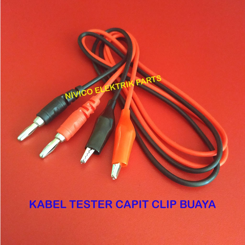 Kabel Tester Capit Clip Buaya / Kabel Banana ke Capit Buaya / Jepit Buaya