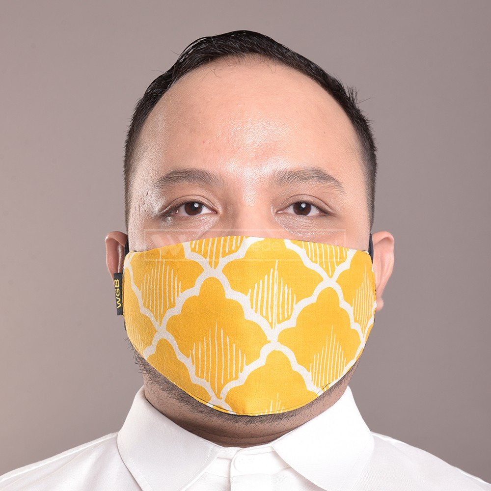 

WGB Masker Kain BATIK BIG KUNING Bahan 3 Lapis Tebal Earloop WGB