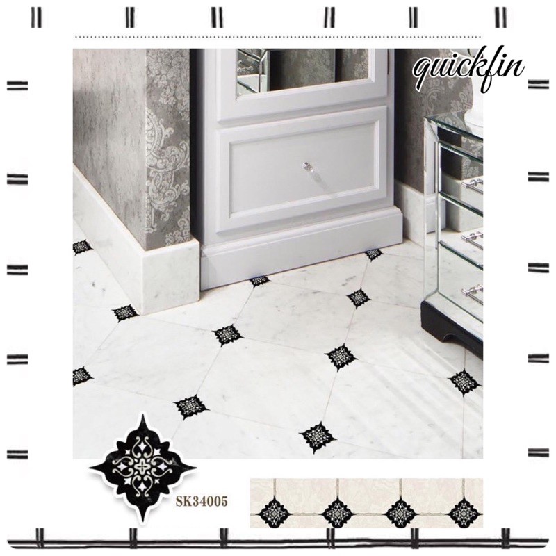 wall stiker sticker lantai dekorasi ubin teras rumah batik hitam