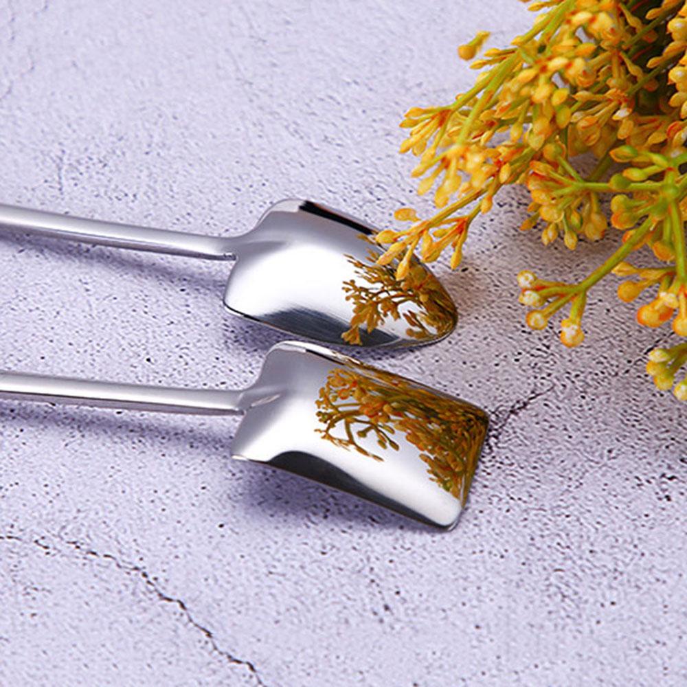 [Elegan] Sendok Kreatif Minum Gagang Panjang Sendok Garpu Dapur Bentuk Sekop Minum Sendok Garpu Kopi