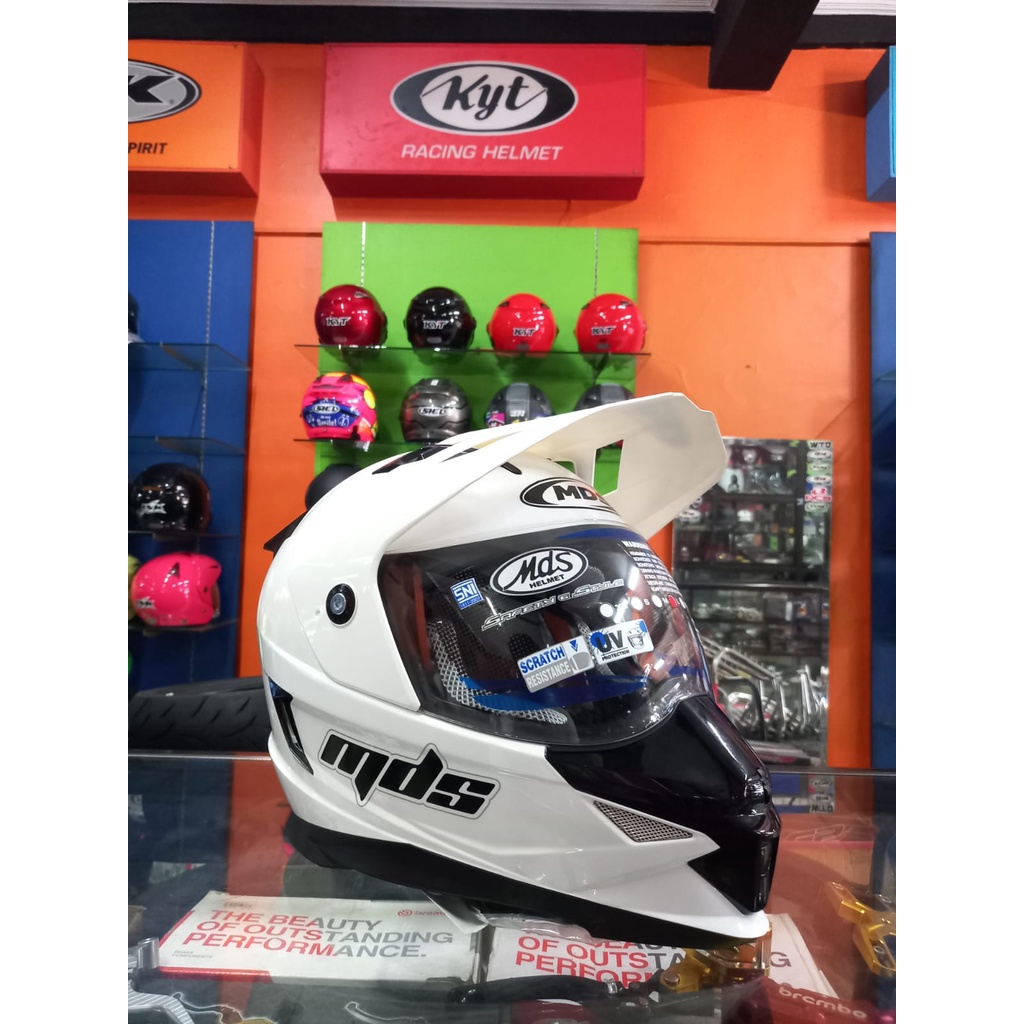 HELM CROSS TRAIL MDS SUPER PRO SOLID WHITE DOUBLE VISOR