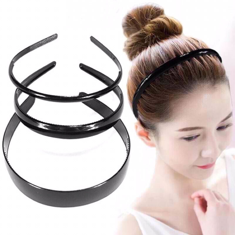 Fashion Simple Bright Black Glossy Multi-size Toothed Headband / Ladies Face Washing Makeup Headwear / Men Women Daily Hair Accessories