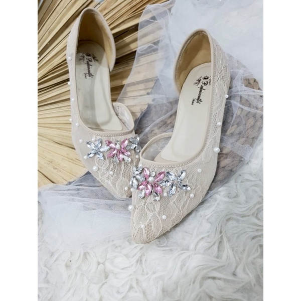 sepatu wedding Rafaizoutfit shoes natasa cream tinggi 3cm