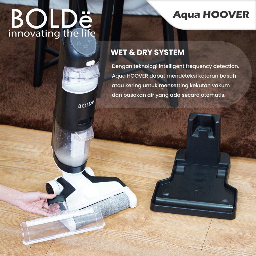 BOLDe AQUA HOOVER - WIRELESS VACUUM 3 IN 1 - Menyapu, Vakum dan Pel