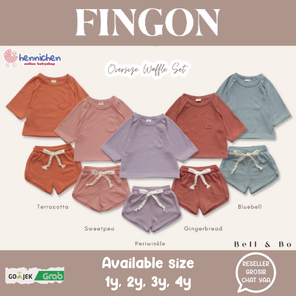 BELL AND BO FINGON OVERSIZE WAFFLE SET SETELAN BAJU ANAK 1-4 TAHUN