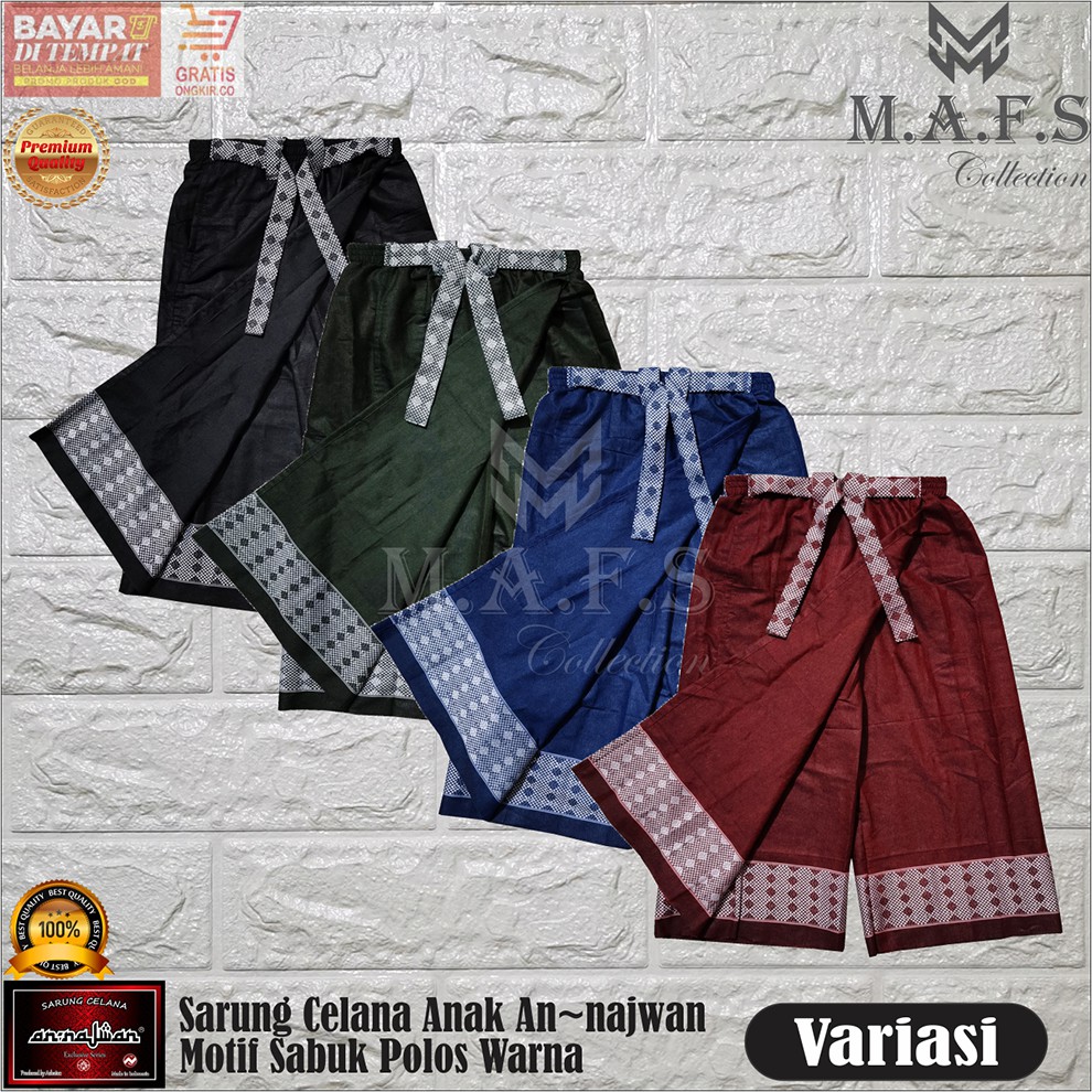 SARUNG CELANA ANAK KIDS &amp; DEWASA ANNAJWAN POLOS SABUK NAGA